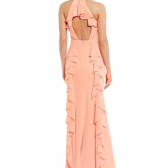 Laundry by Shelli Segal Ruffle-Back Gown